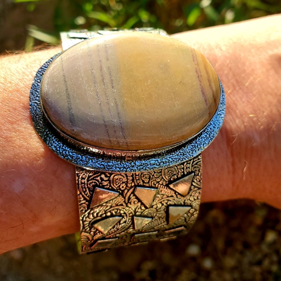 New Mookaite 925 Silver Cuff Bracelet. - Picture 3 of 16